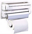 Кухонний потрійний тримач Triple Paper Dispenser 3 в 1 для паперових рушників харчової плівки та фольги, фото 7