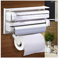 Кухонный тройной держатель Triple Paper Dispenser 3 в 1 для бумажных полотенец пищевой пленки и фольги