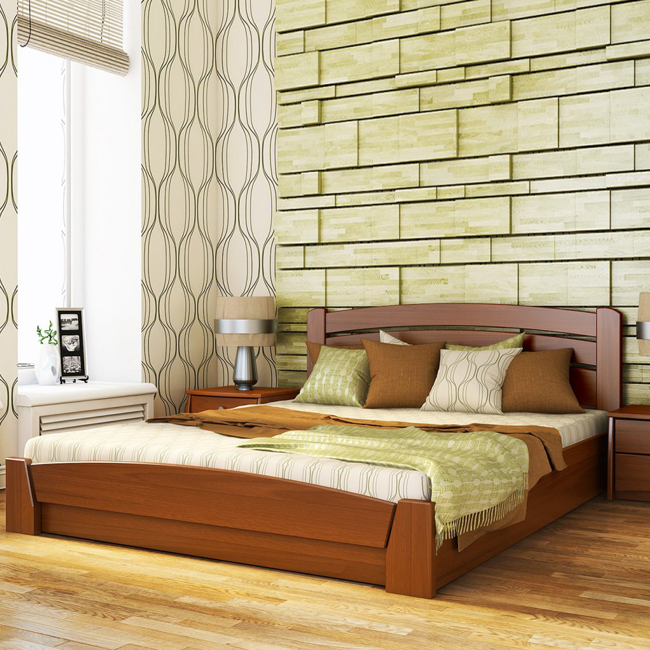 Ліжко дерев'яне двоспальне Селена Аурі з підйомним механізмом (бук)
