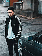 Спортивный костюм мужской ЗИМНИЙ Adidas Originals черный до - 25*С трехнитка с начесом на флисе теплый Адидас