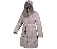 Пуховик пальто женский натуральный пух, мех чернобурка, капюшон Mirage Глициния