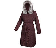 Пуховик пальто женское зимнее длинное с натуральной чернобуркой с капюшоном Mirage Тёмно-вишнёвый