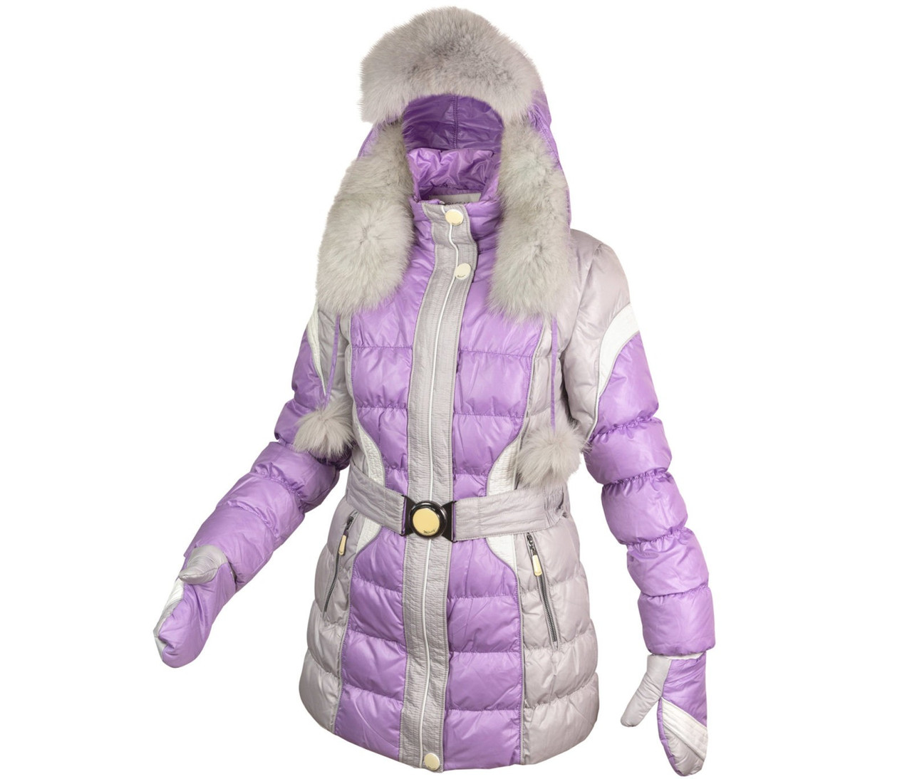 Пуховик жіноча довга натуральна пух, натуральне хутро, капюшон Mirage Розмір 52, фото 1