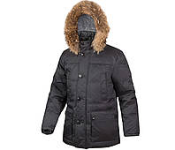 Пуховик куртка зимняя мужская длинная на натуральном пуху с капюшоном с натуральным мехом City Classic Черный