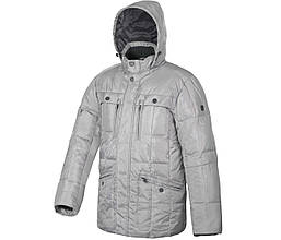 Пуховик куртка зимова чоловіча довга, натуральний пух із капюшоном City Classic Світло-сірий