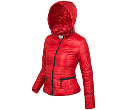 Куртка жіноча підліткова демісезонна з капюшоном City Classic Червоний Розмір 36