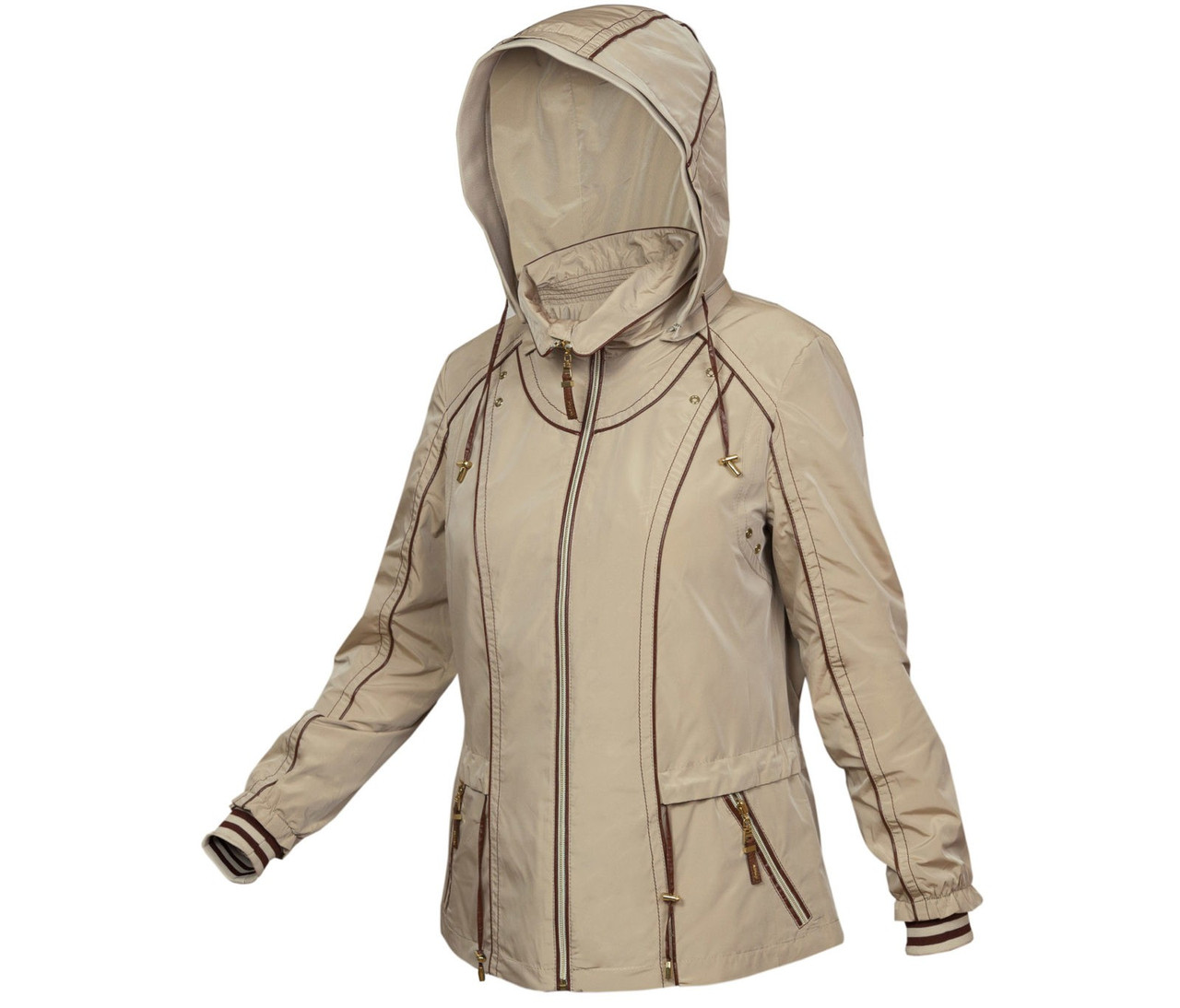 Куртка вітрівка жіноча з капюшоном весна осінь City Classic Бежевий Розмір 46, фото 1
