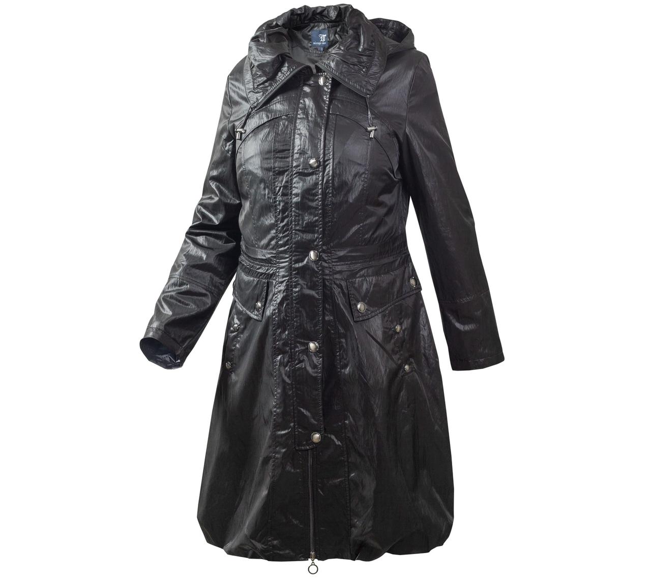 Плащ довгий жіночий із капюшоном весна осінь City Classic Чорний, фото 1