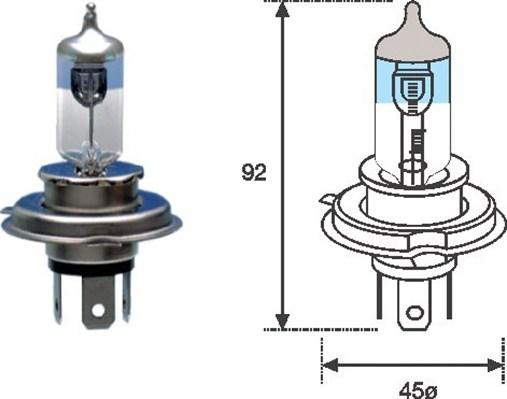 Автолампа розжарювання H4/P43T 12 V 60/55 W MM H4 12 XL MAGNETI MARELLI
