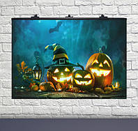 Плакат для праздника Halloween тыквы 75×120см англ