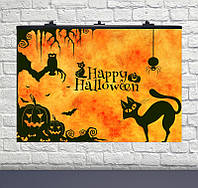 Плакат для праздника Halloween коты 75×120см англ