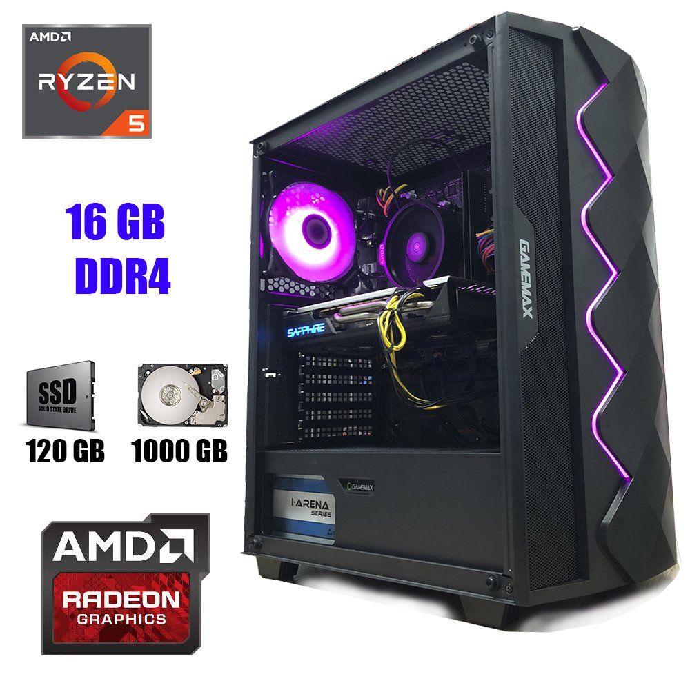 GameMax Diamond Black New / AMD Ryzen 5 2600 (6(12) ядер по 3.4 - 3.9 GHz) / New 16 GB DDR4 / New 120 GB SSD+1