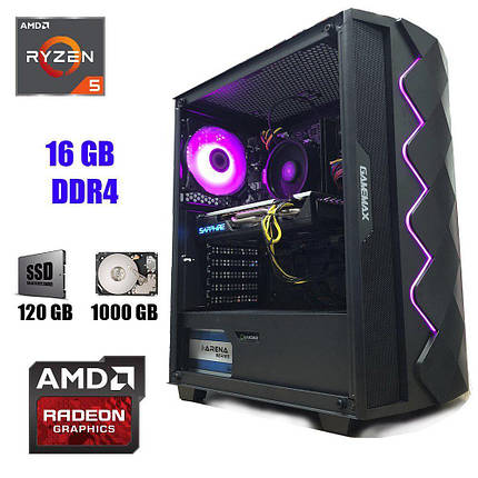 GameMax Diamond Black New / AMD Ryzen 5 2600 (6(12) ядер по 3.4 - 3.9 GHz) / New 16 GB DDR4 / New 120 GB SSD+1, фото 1