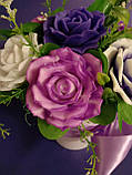 Букет квітів із мила (7 великих троянд), фото 4