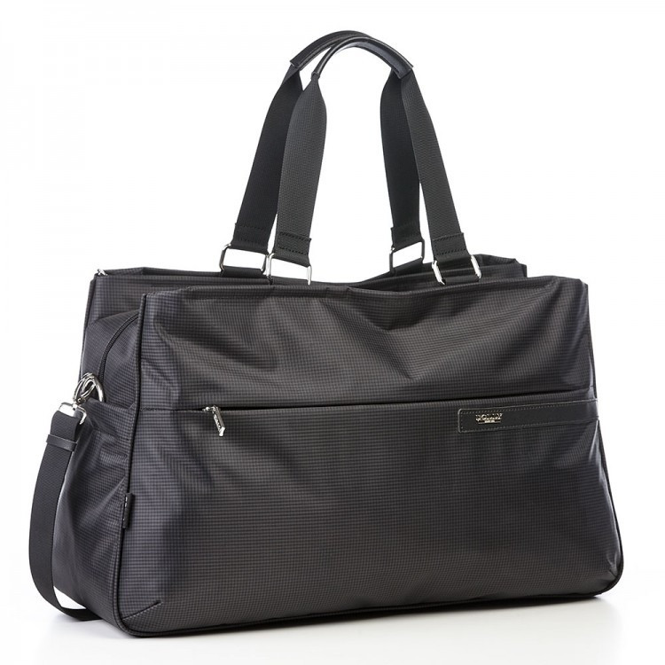 Сумка на плече дорожня багажна на три відділи на змійках чорна з плечовим ременем Dolly 701