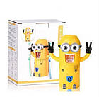 Дозатор зубної пасти дитячий з підставкою для двох зубних щіток "МІНЬЙОН", фото 2