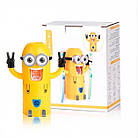 Дозатор зубної пасти дитячий з підставкою для двох зубних щіток "МІНЬЙОН", фото 5