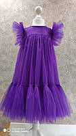 Платье для девочки пышное и воздушное яркого фиолетового цвета