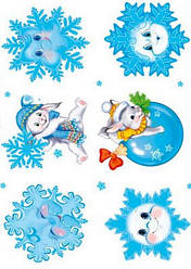 Вафельна картинка для пирогів, тістечок топперов "Сніжинки", (лист А4) 2