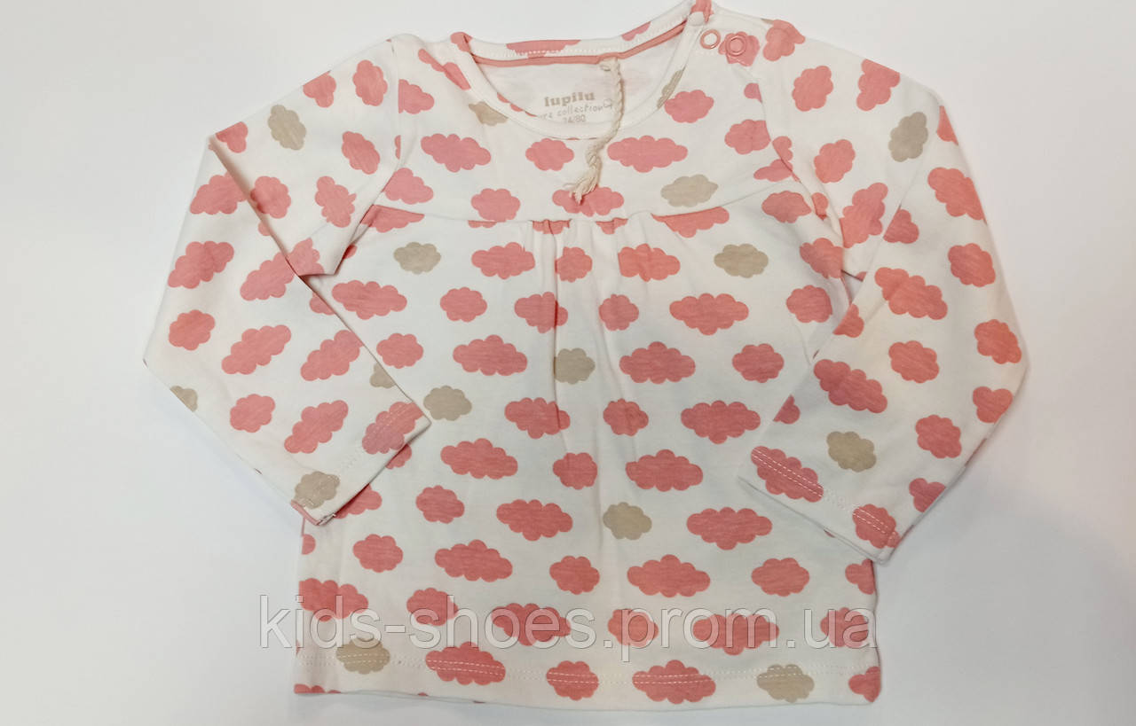 Дитячий реглан-туніка Хмари 74-80 зріст LUPILU® PURE COLLECTION Baby Girl з довгим рукавом