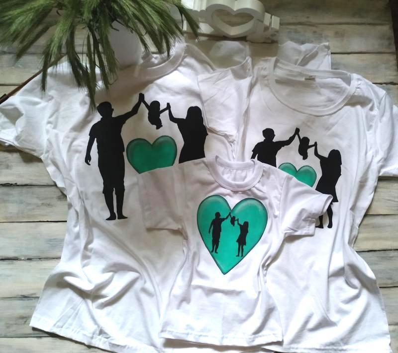 Футболки Фемілі Лук Family Look для всієї родини Серце "Мама, Тато та малюк" Push IT