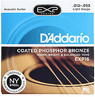 Струни для акустичної гітари d'addario EXP16 Phosphor Bronze Light Acoustic Guitar Strings 12/53