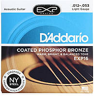 Струны для акустической гитары D'Addario EXP16 Phosphor Bronze Light Acoustic Guitar Strings 12/53