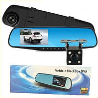 Автомобільне дзеркало відеореєстратор для машини на 2 камери VEHICLE BLACKBOX DVR 1080p камерою заднього огляду