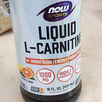 Л-карнітин NOW L-Carnitine Liquid 1000 mg 473 мл Засіб для зниження ваги та схуднення для жінок та чоловіків, фото 2