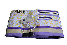 Простирадло з підігрівом, електропростирадло 150х120 см. - Біло-фіолетова з квітами Тріо