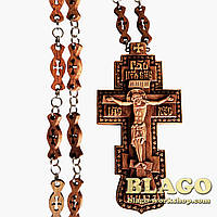 Крест наперсный деревянный резной с цепкой, 6х12 см