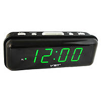 Електронний годинник настільний VST 738 з Зеленим підсвічуванням, настільний LED годинник з будильником