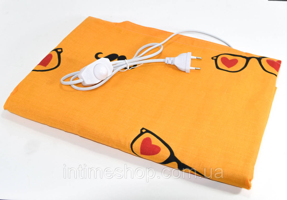 Электрическая грелка Чудесник Оранжевая с сердечками с регулятором температуры 40х50 см электрогрелка