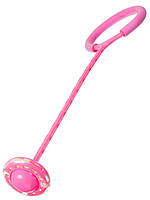 Светящаяся скакалка крутилка с колесиком на одну ногу - Нейроскакалка Розовая, с доставкой (SH)
