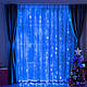 Світлодіодна гірлянда LTL штора curtain крапля роси 3*3 метра 300 led c пультом Blue синя, фото 2