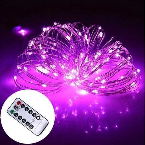 Світлодіодна гірлянда LTL нитка крапля роси 100 led, 10 метрів c пультом Pink рожева, батарейки