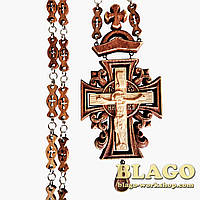 Крест наперсный деревянный резной с цепкой, 7х16,5 см