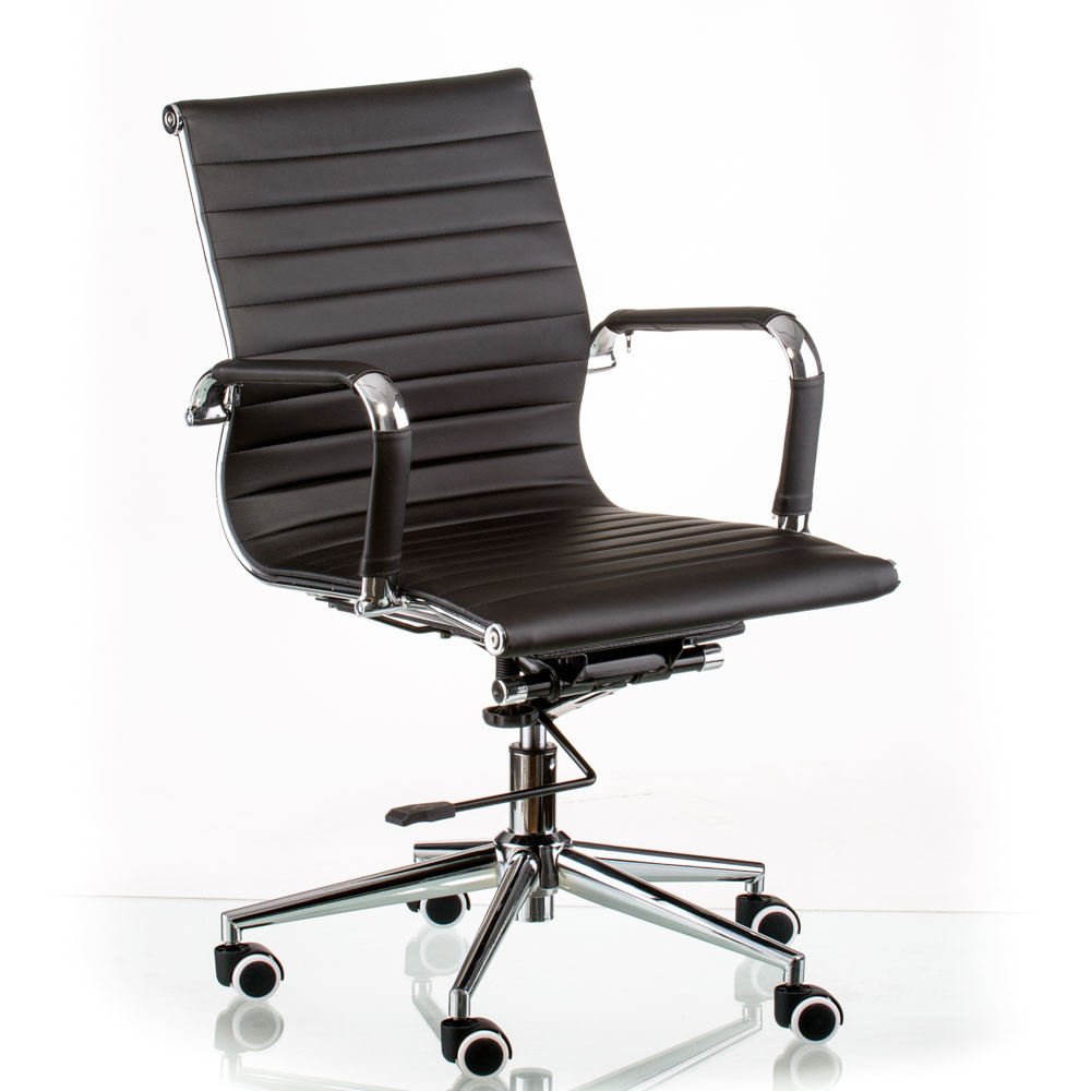 Офісне крісло Solano 5 хром механізм Deep Tilt арткожа чорна (Special4You-ТМ)