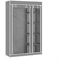 Портативный тканевый шкаф-органайзер для одежды на 2 секции - серый (GA)