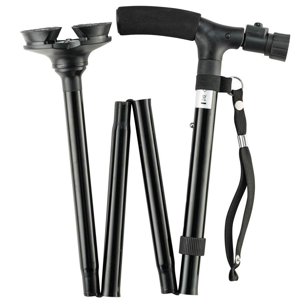 Трость для ходьбы с 4 опорами телескопическая и фонариком Ultimate Magic Cane черная, складная трость (GK) - фото 4 - id-p891282386