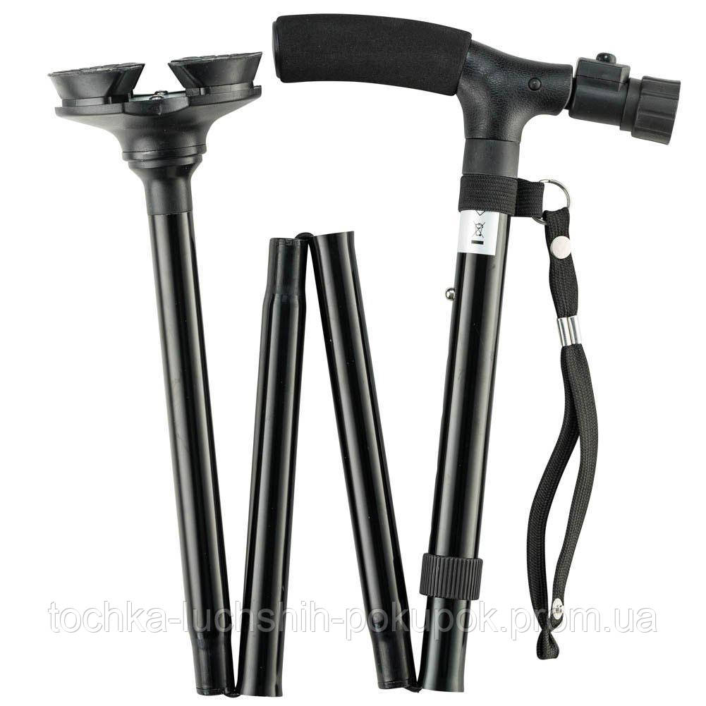 Трость для ходьбы с 4 опорами телескопическая и фонариком Ultimate Magic Cane черная, складная трость (TL) - фото 4 - id-p812303264