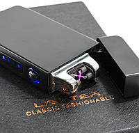 Электродуговая плазменная зажигалка, ZGP 19, Черная Глянец (4579), аккумуляторная импульсная от USB (NV)