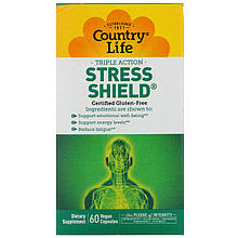 Захист від стресу потрійної дії Country Life "Stress Shield" (60 капсул)