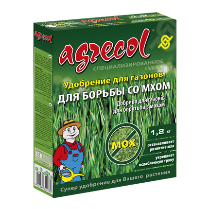 Добриво для газонів та боротьби з мохом Agrecol - 1,2 кг, фото 1