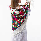 Українська хустка з тороками Мотиль 120х120см Біла, фото 2