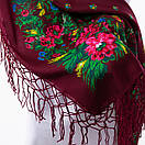 Українська хустка з тороками 120х120см Бордова, фото 4