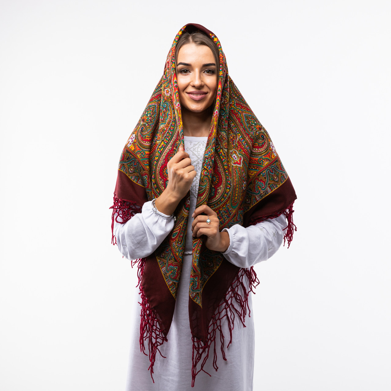 Хустка з тороками 120х120см Бордова, фото 1