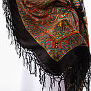 Українська хустка з тороками 120х120см Чорна, фото 3