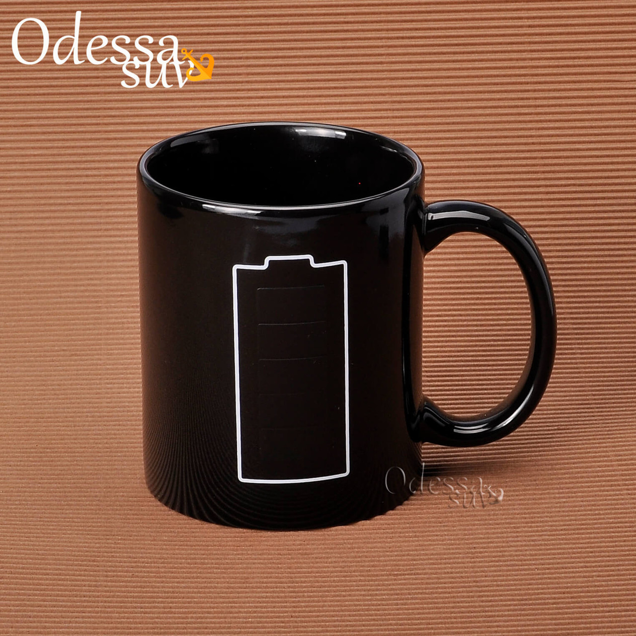 Чашка чорна хамелеон батарейка (без сублімаційного лаку)