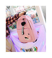 Городской рюкзак для девушки Polaqi с помпоном розовый